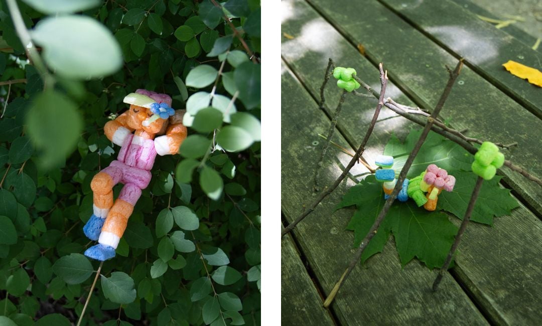 Playmais-Figuren in der Natur